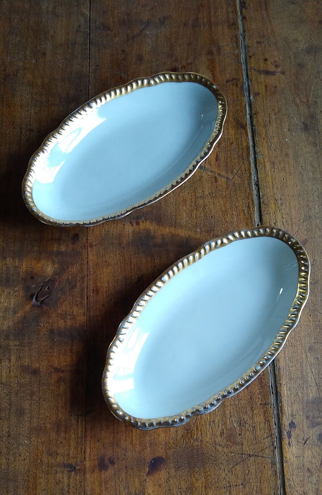 2 porcelain raviers on the golden edge of Limoges Bernardaud