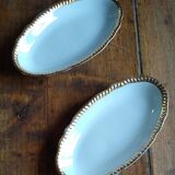 2 porcelain raviers on the golden edge of Limoges Bernardaud