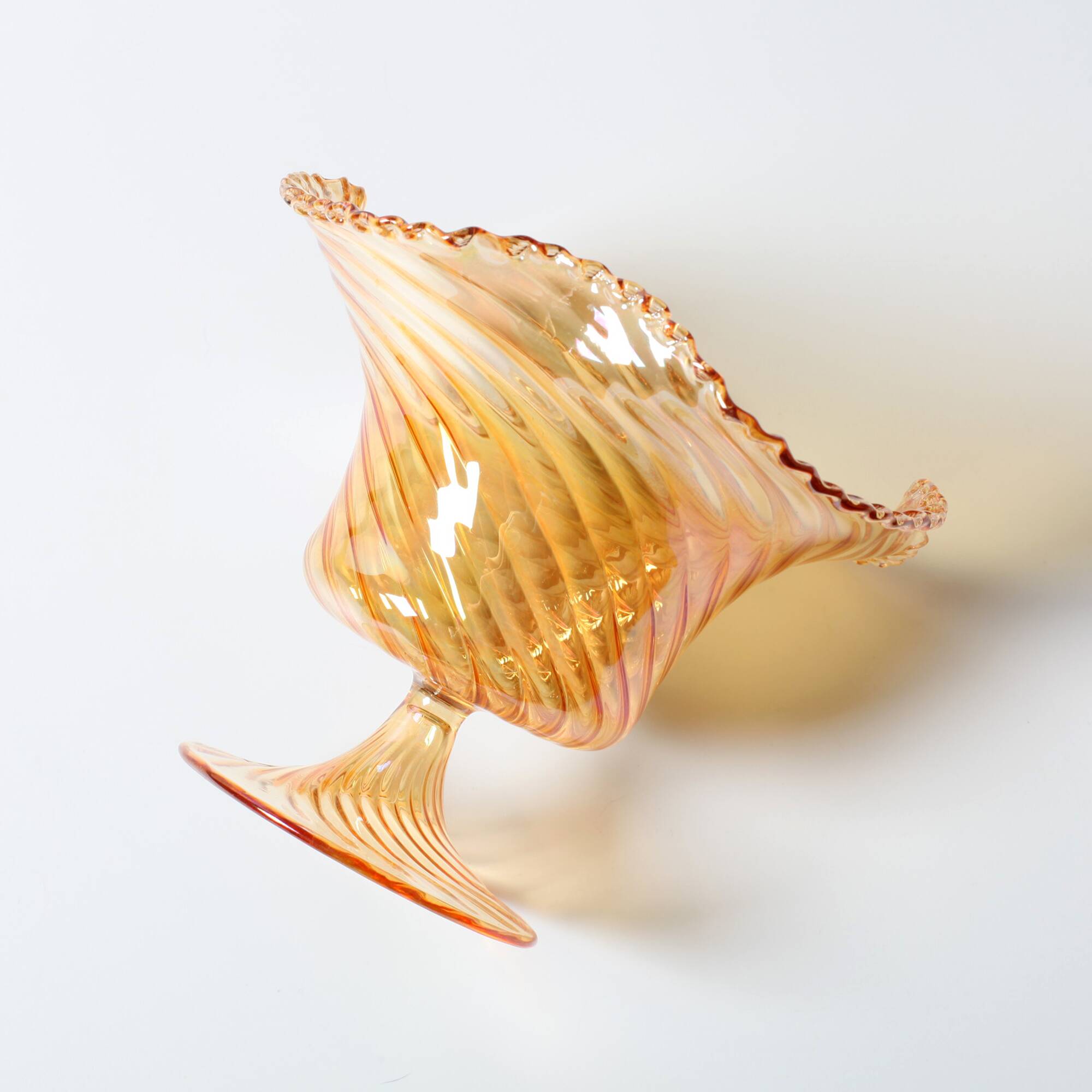 Porte-caddie en verre irisé Plissé / Vetreria Vetrart / Italie / Années 1990