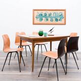 Set of 6 Pagholz chairs in a two-tone design, Pag Presswerke edition.