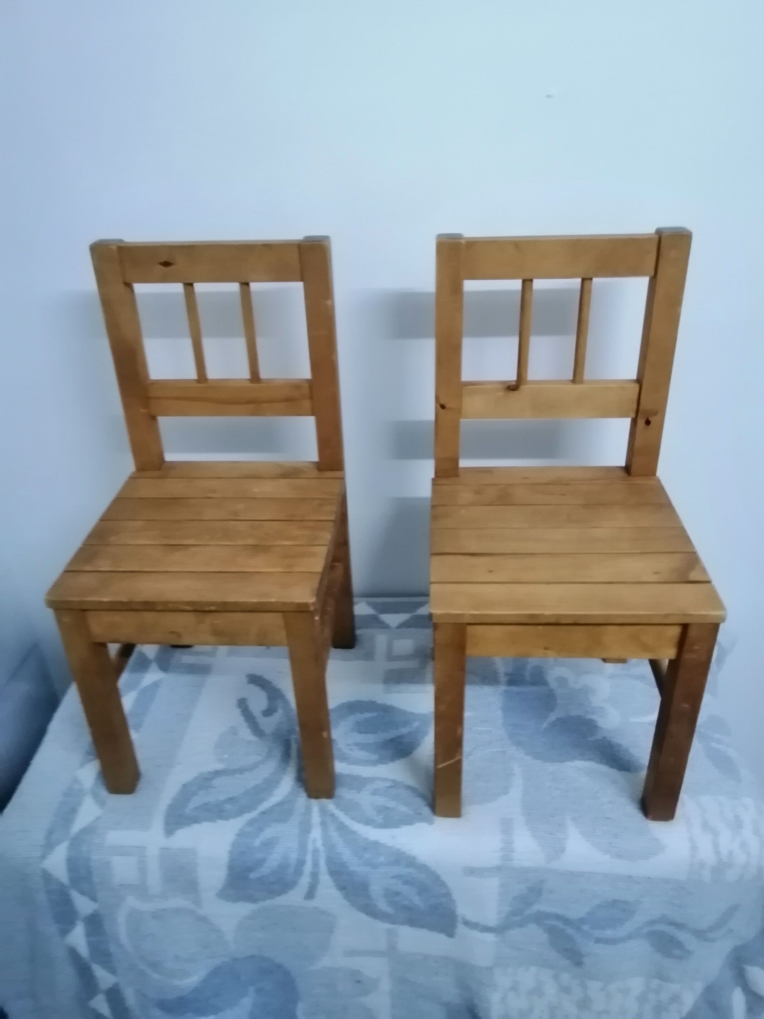 Pair of vintage wooden children's chairs