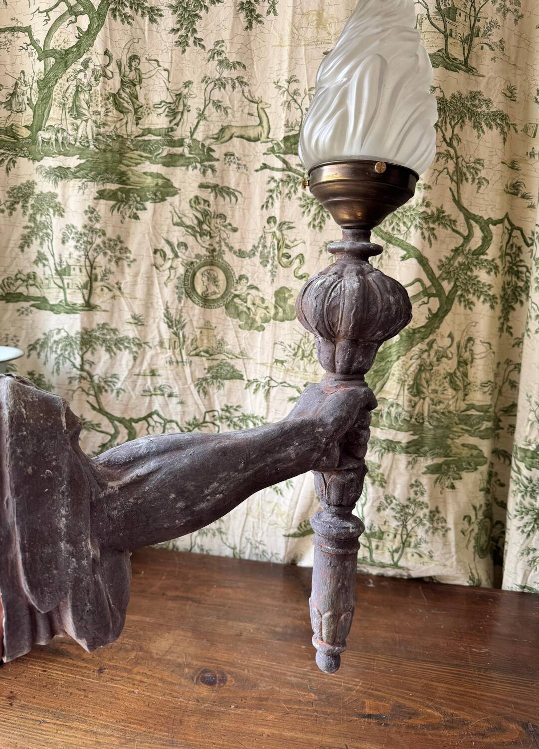 Rare and imposing wall light, torchiere mid-20th century
