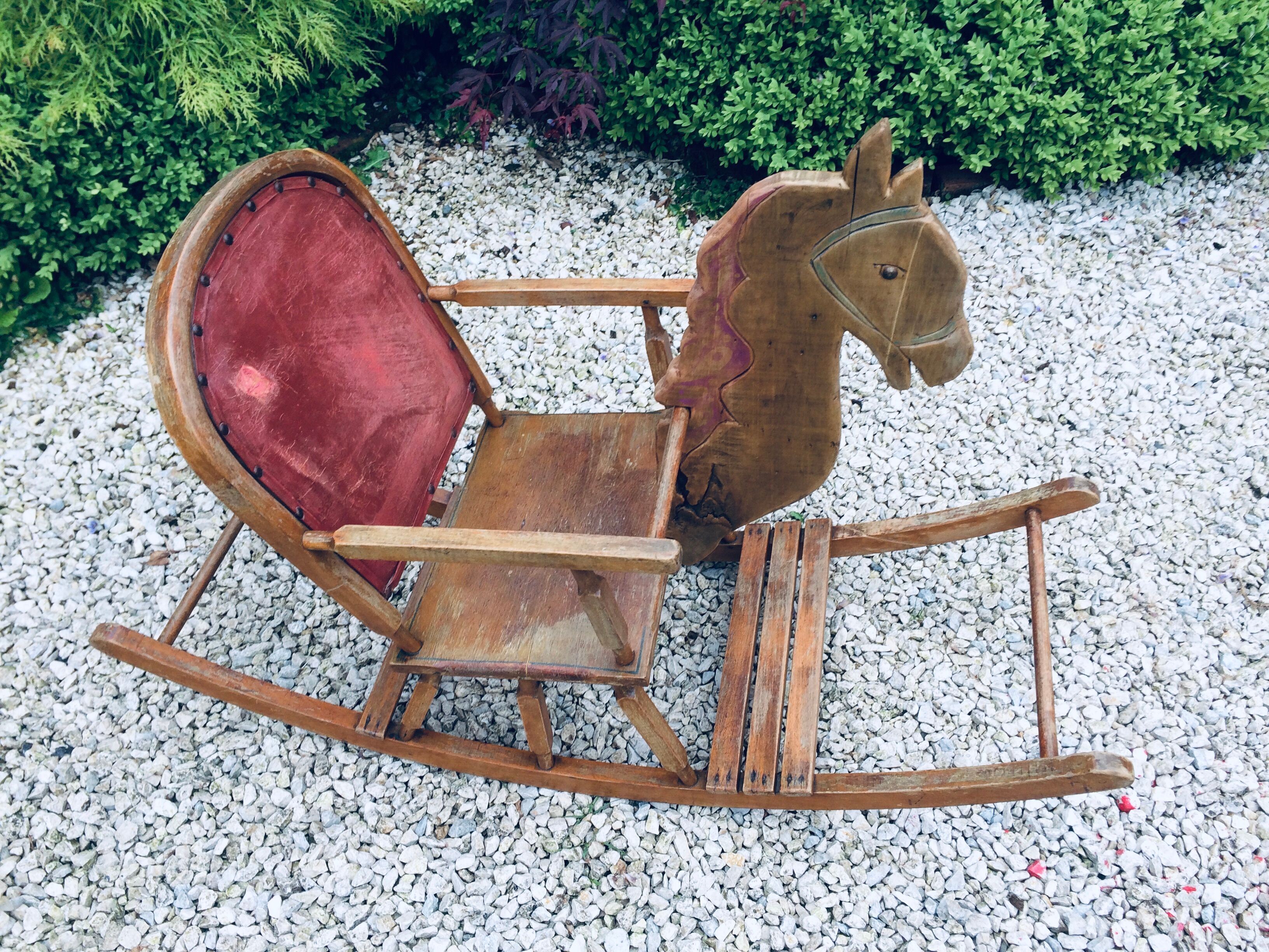 Child rocking horse wooden