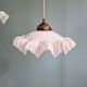 Art Deco trio of suspensions in coloured frilled opaline, 1920-30.