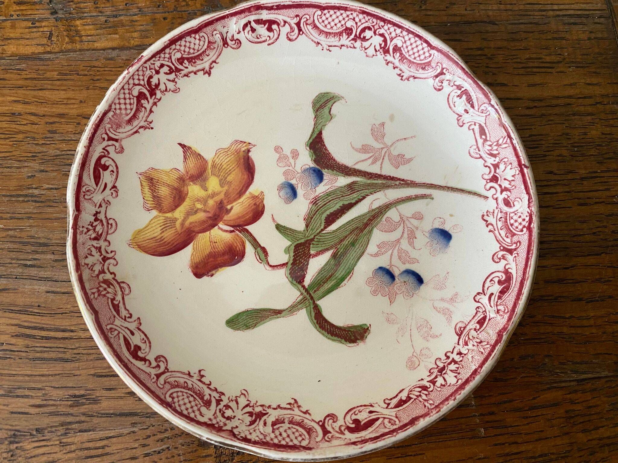 2 cups Sarreguemines U&C in fine earthenware decorations yellow and blue flowers