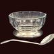 Art Deco thick crystal/glass bowl, silver-plated metal pedestal.