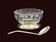 Art Deco thick crystal/glass bowl, silver-plated metal pedestal.