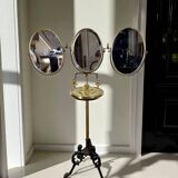 Miroir triptyque de barbier en laiton epoque napoleon iii réglable en haute