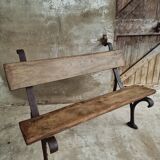 Antique garden bench park bench cast iron with oak