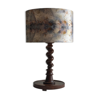 Turned wooden foot lamp