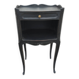 Black patinated 1-drawer bedside table