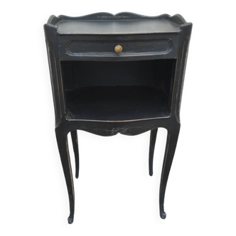 Black patinated 1-drawer bedside table