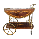 Desserte roulante laiton et bois de rose 1970