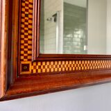 Wall mirror rectangular marquetry wood frame