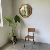80s hexagonal pine mirror