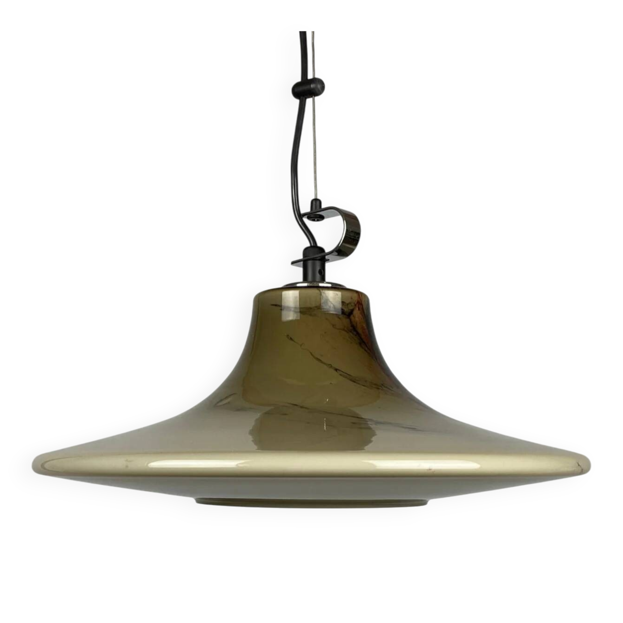 Large 'Cirrus' brown glass UFO suspension by Peill and Putzler XL 1970