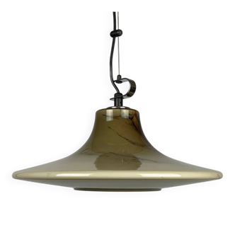 Large 'Cirrus' brown glass UFO suspension by Peill and Putzler XL 1970