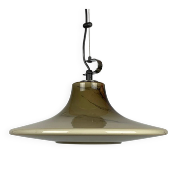 Large 'Cirrus' brown glass UFO suspension by Peill and Putzler XL 1970