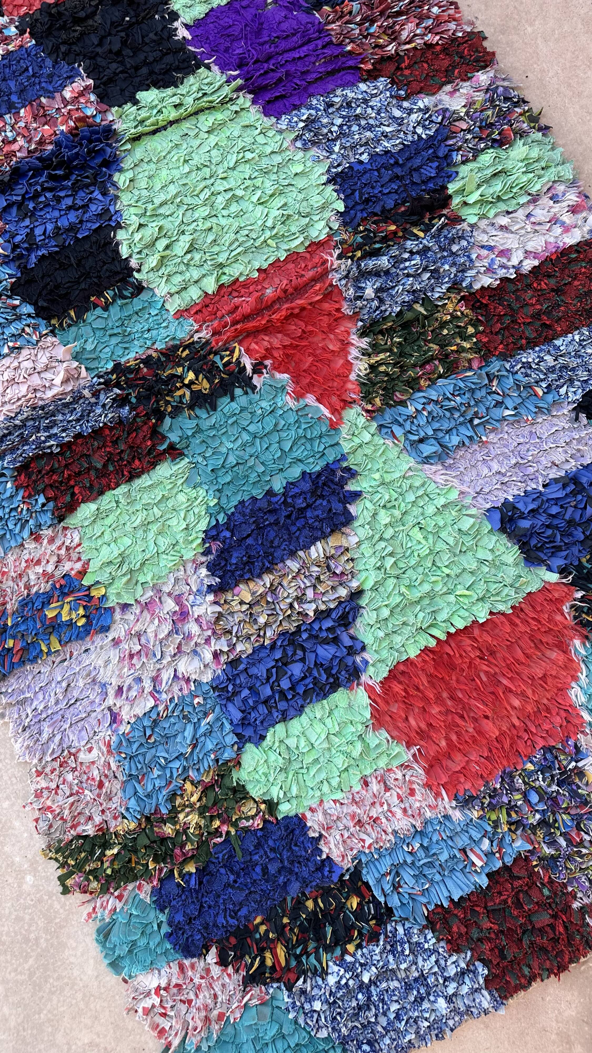 Tapis Marocain Boucherouite coloré - 90 x 187 cm