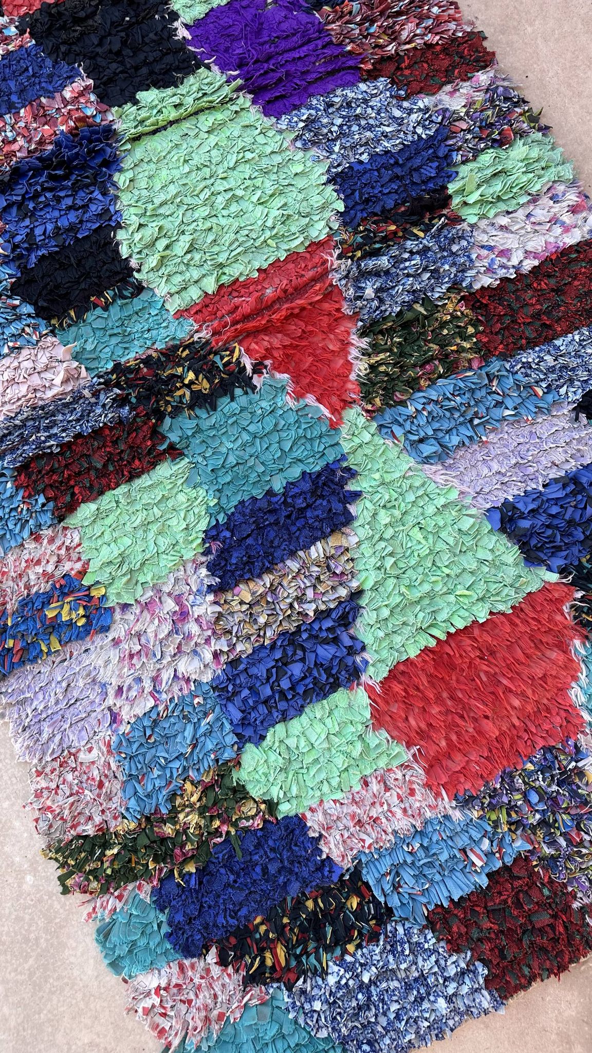Tapis Marocain Boucherouite coloré - 90 x 187 cm