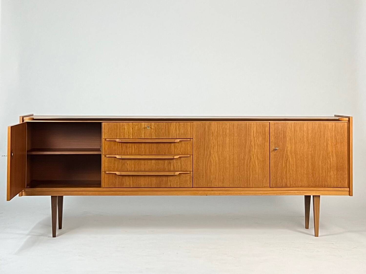 Enfilade en teck des années 60 70, style mid-century