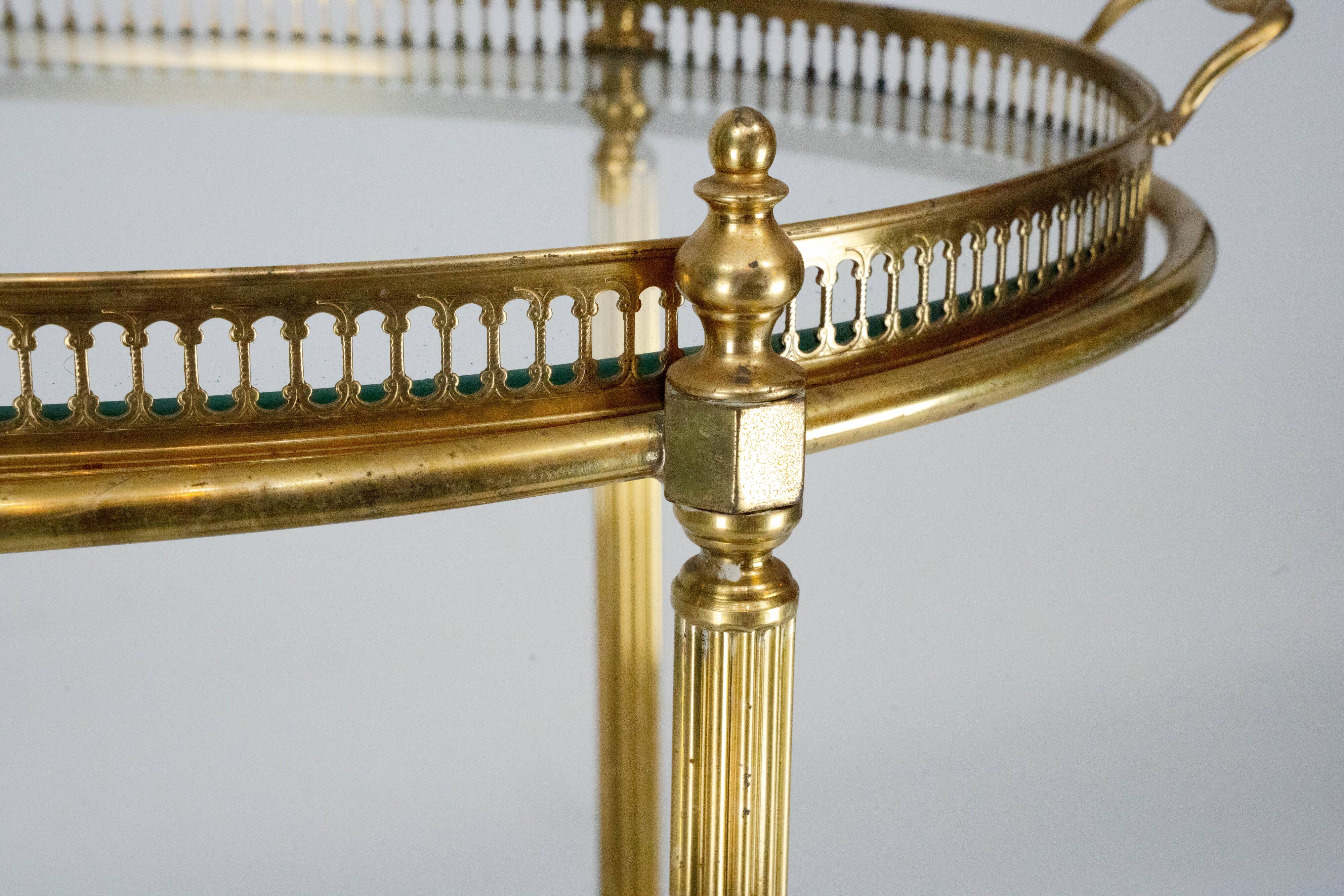 Small Mid-Century Italian Brass Bar Cart with Removable Tray, 1950s