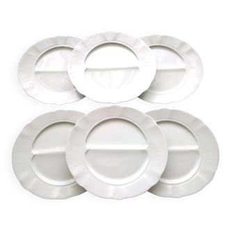 6 Assiettes à asperges en porcelaine blanche Pillivuyt