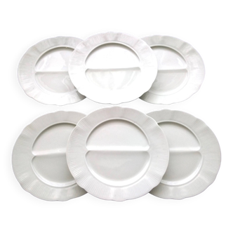 6 Pillivuyt white porcelain asparagus plates
