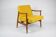 Vintage original armchair , 1960s, fully restored, yellow fabric, teak