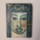 Tableau ancien acrylique sur toile portrait vintage ethnique tribal