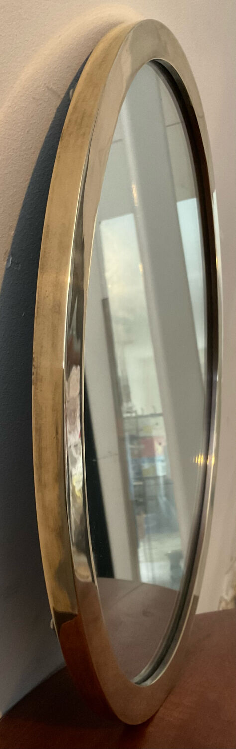Vintage oval mirror in solid brass