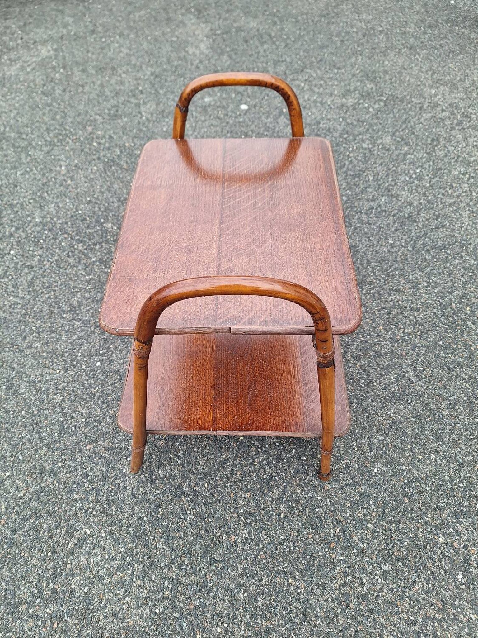 Table d'appoint en bois et bambou vintage