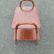 Table d'appoint en bois et bambou vintage