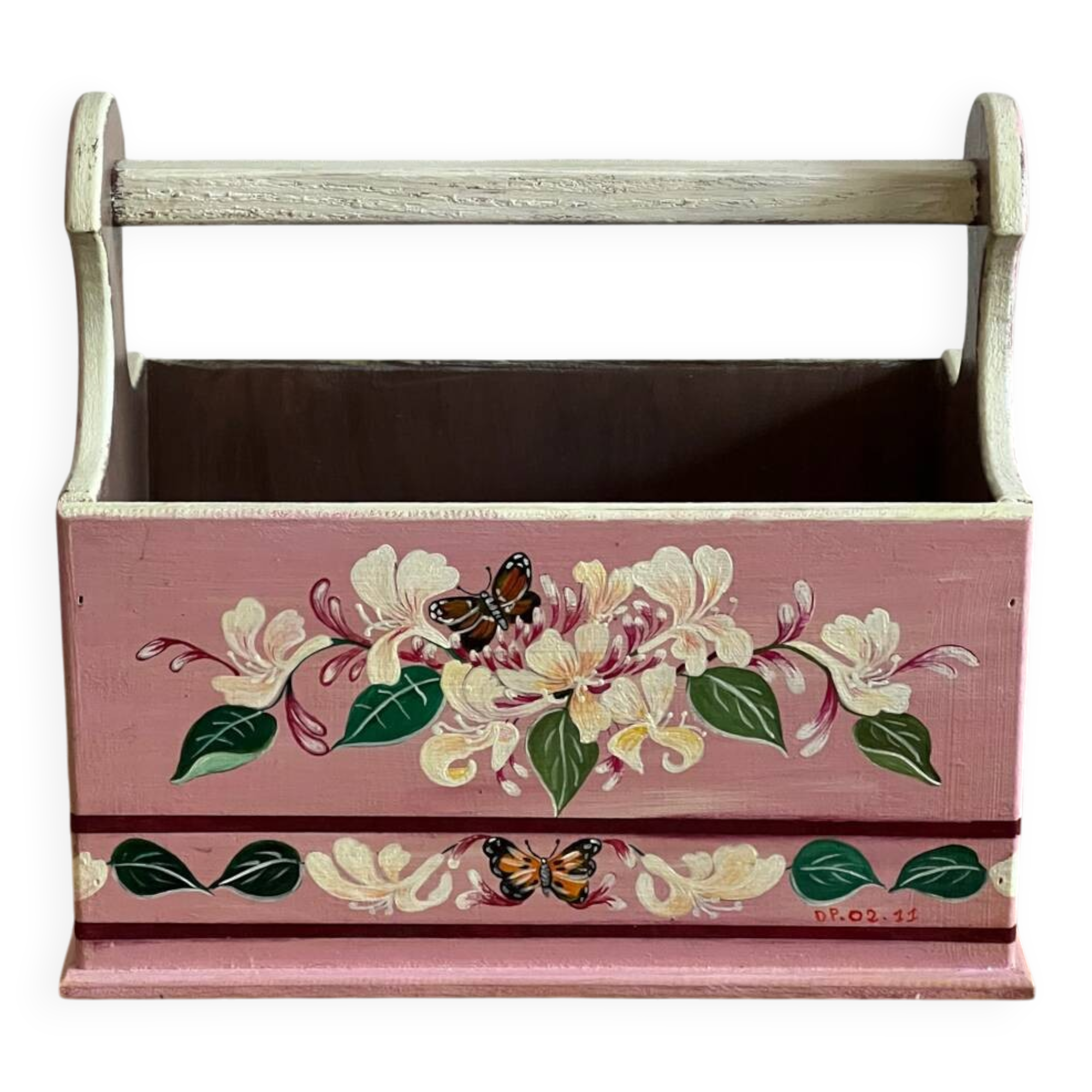 Hand-painted wooden basket – vintage charm and folk authenticity