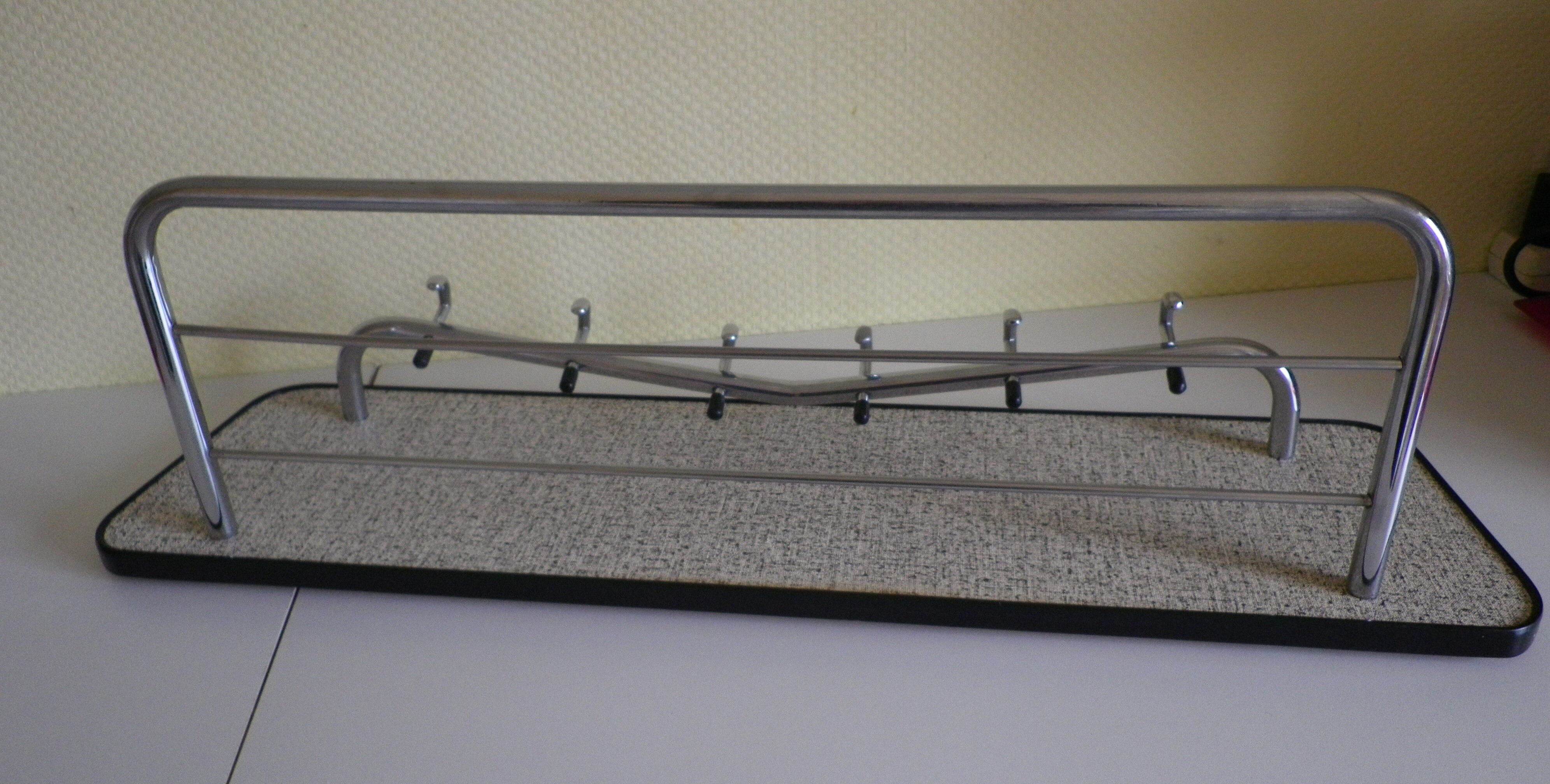 Chromed metal wall coat rack 1960