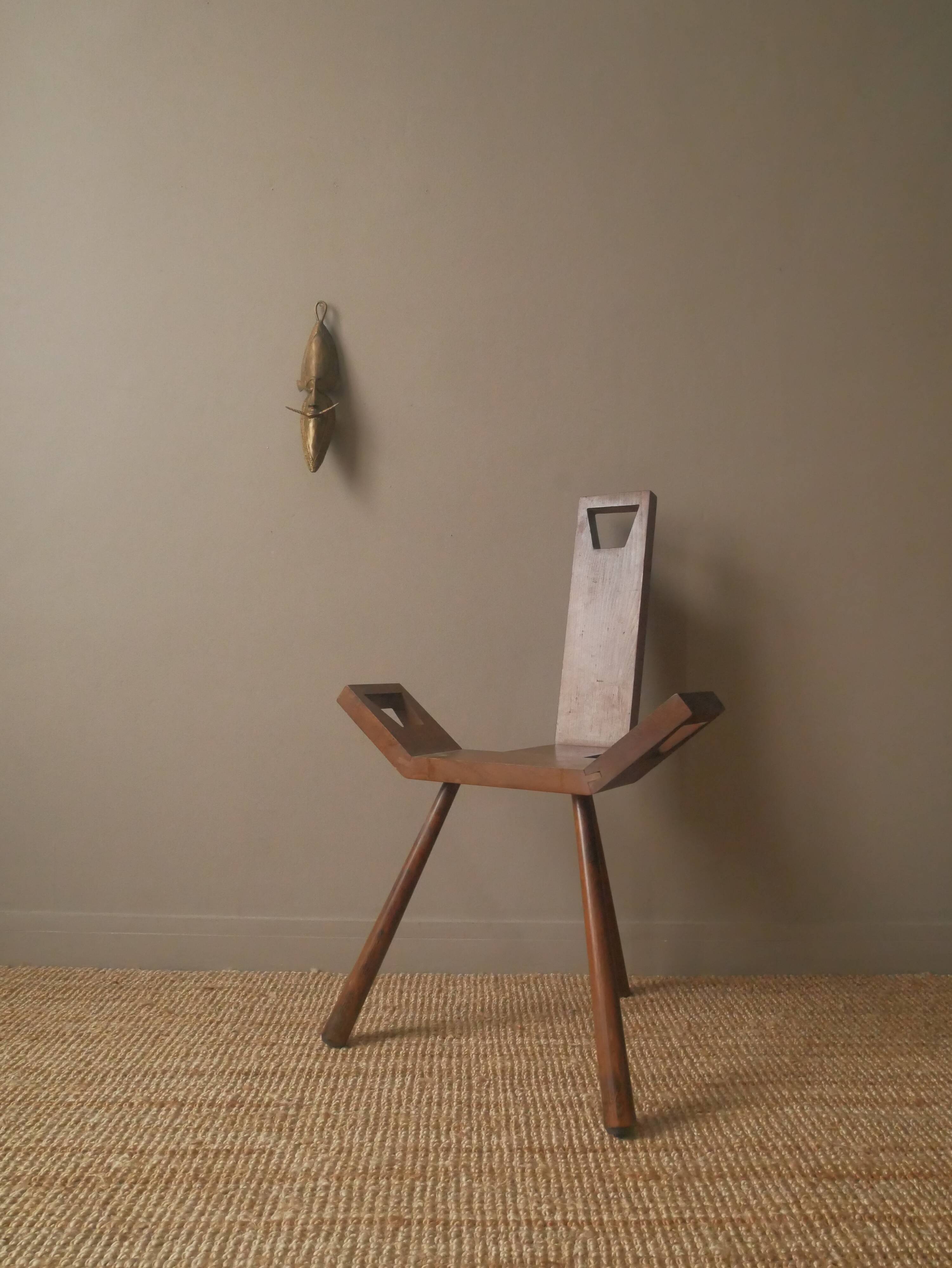 Brass mask tribal ethnic wall decoration object vintage African art handmade sculpture