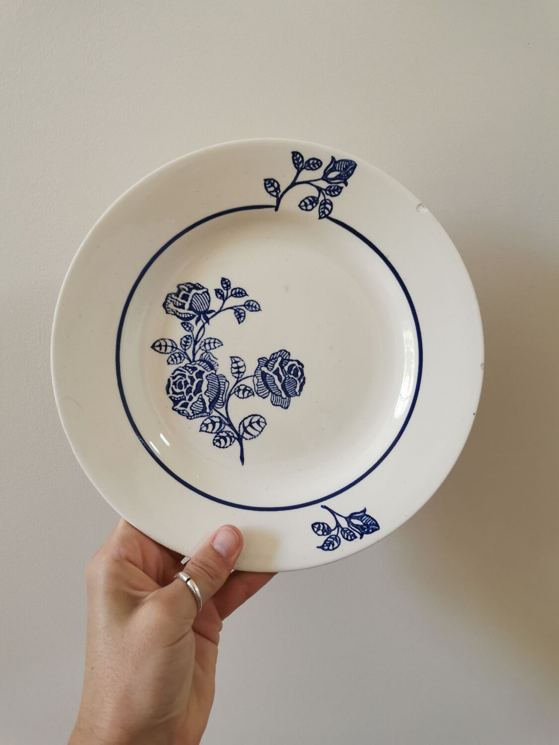 Old St Amand flat plates, blue roses
