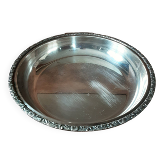 Hollow round silver metal dish