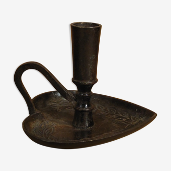 Hand candlestick in wrought iron