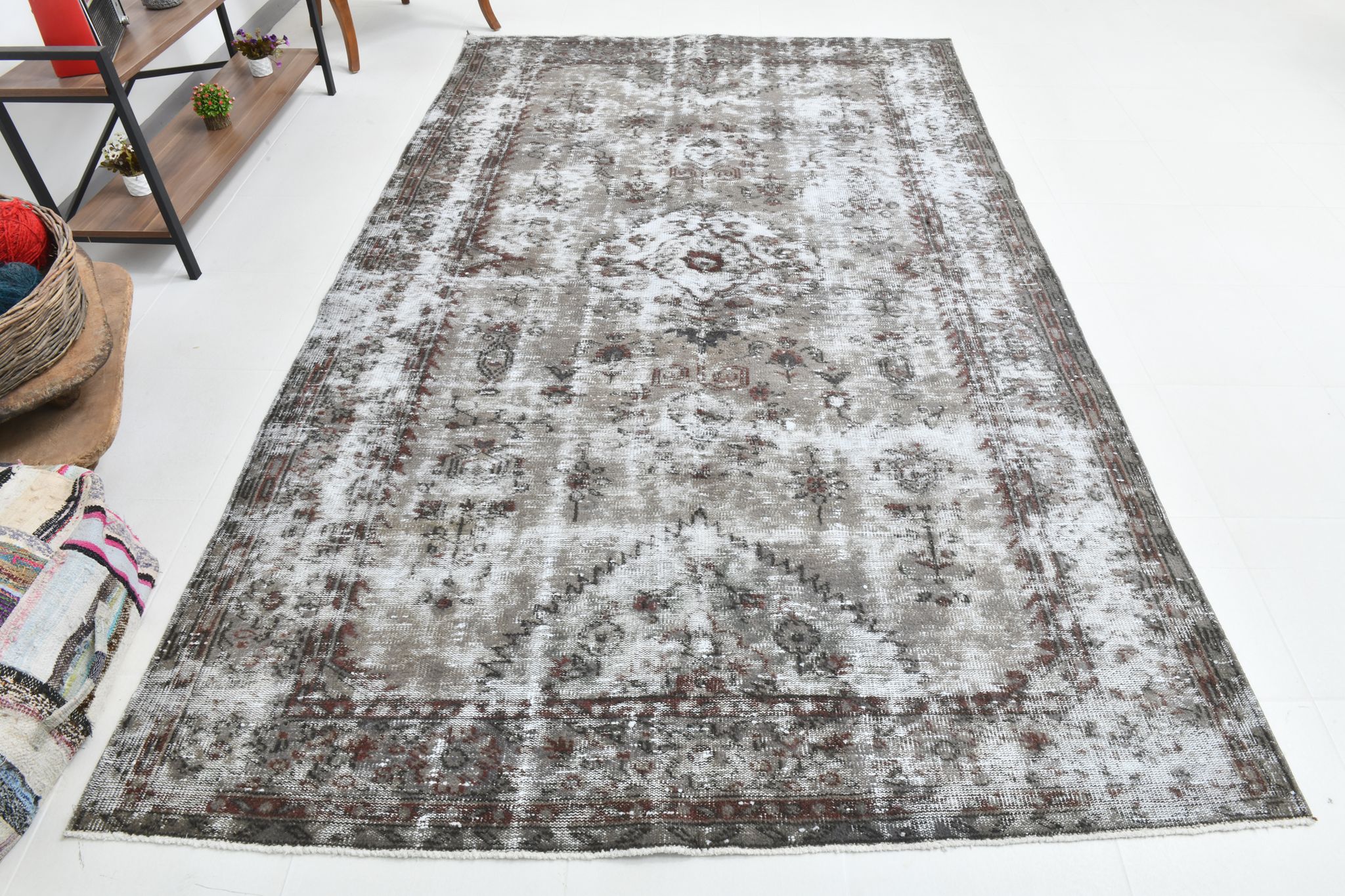 Turkish vintage large living room rug 313x188cm