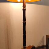 Modernist art deco lamp 1950 wood and brass signed France Paris