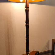 Modernist art deco lamp 1950 wood and brass signed France Paris