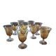 Lot de dix verres à pied ambrés gravés – années 1950