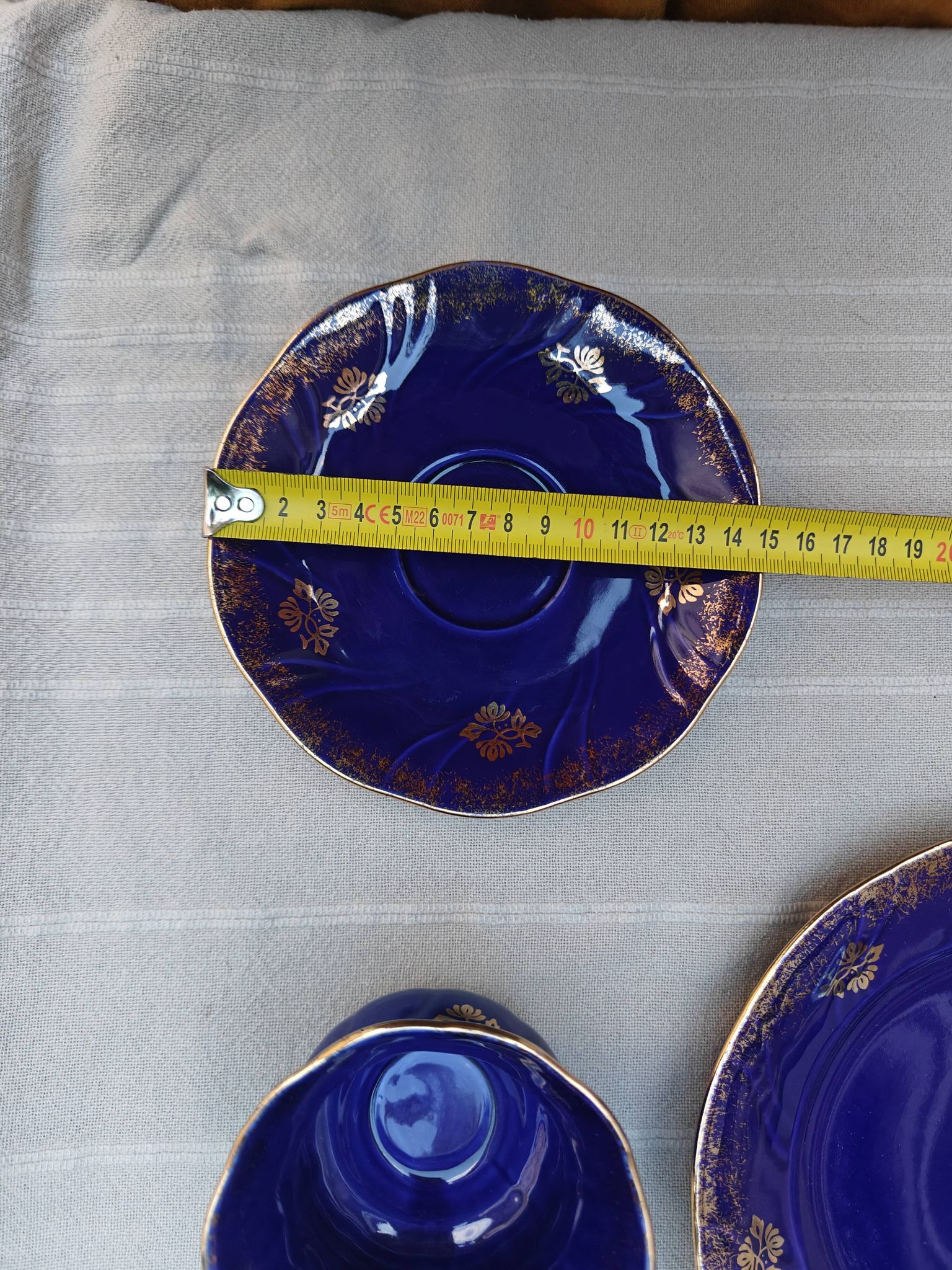 Superb Coffee/Tea Trio in Cobalt Blue & Gold Porcelain - Chodzież Poland