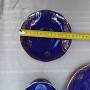 Superb Coffee/Tea Trio in Cobalt Blue & Gold Porcelain - Chodzież Poland