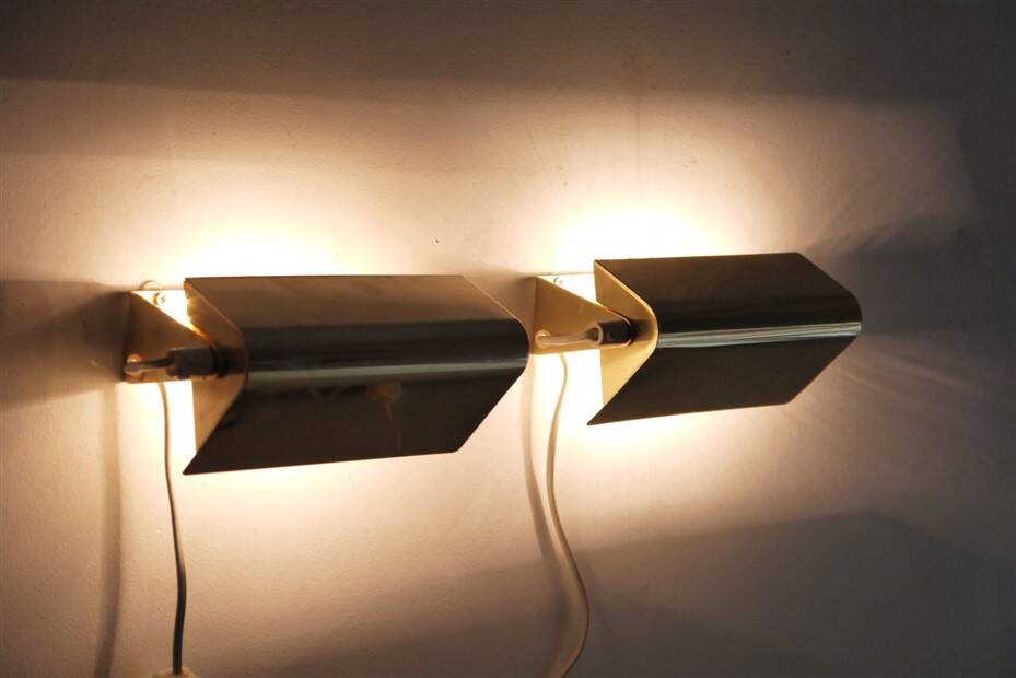 Pair of Scandinavian brass wall lights 1970