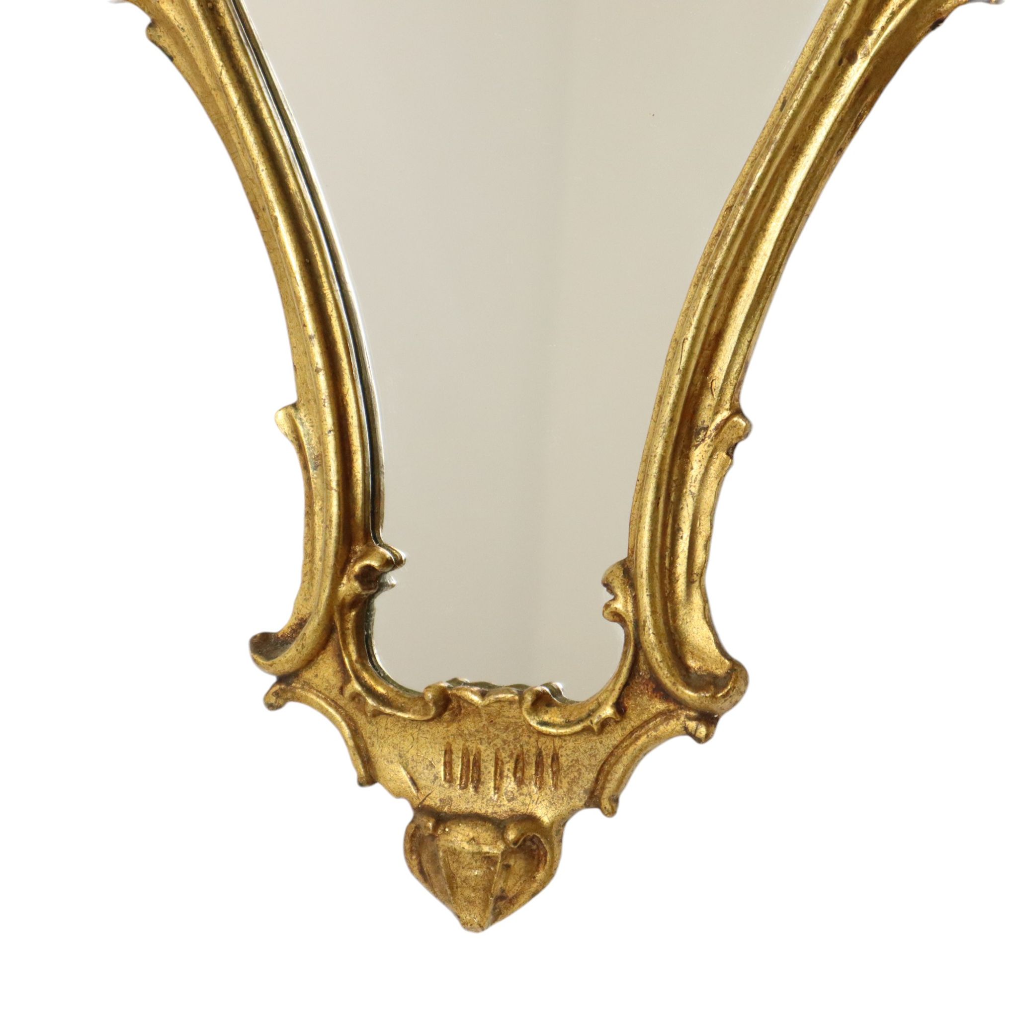 Miroir classique étroit à crête doré à la feuille d'or de style baroque 72 cm