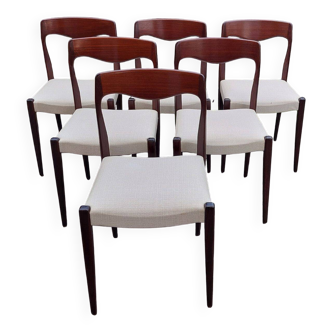 Set of 6 vintage Scandinavian chairs by Niels Otto Moller