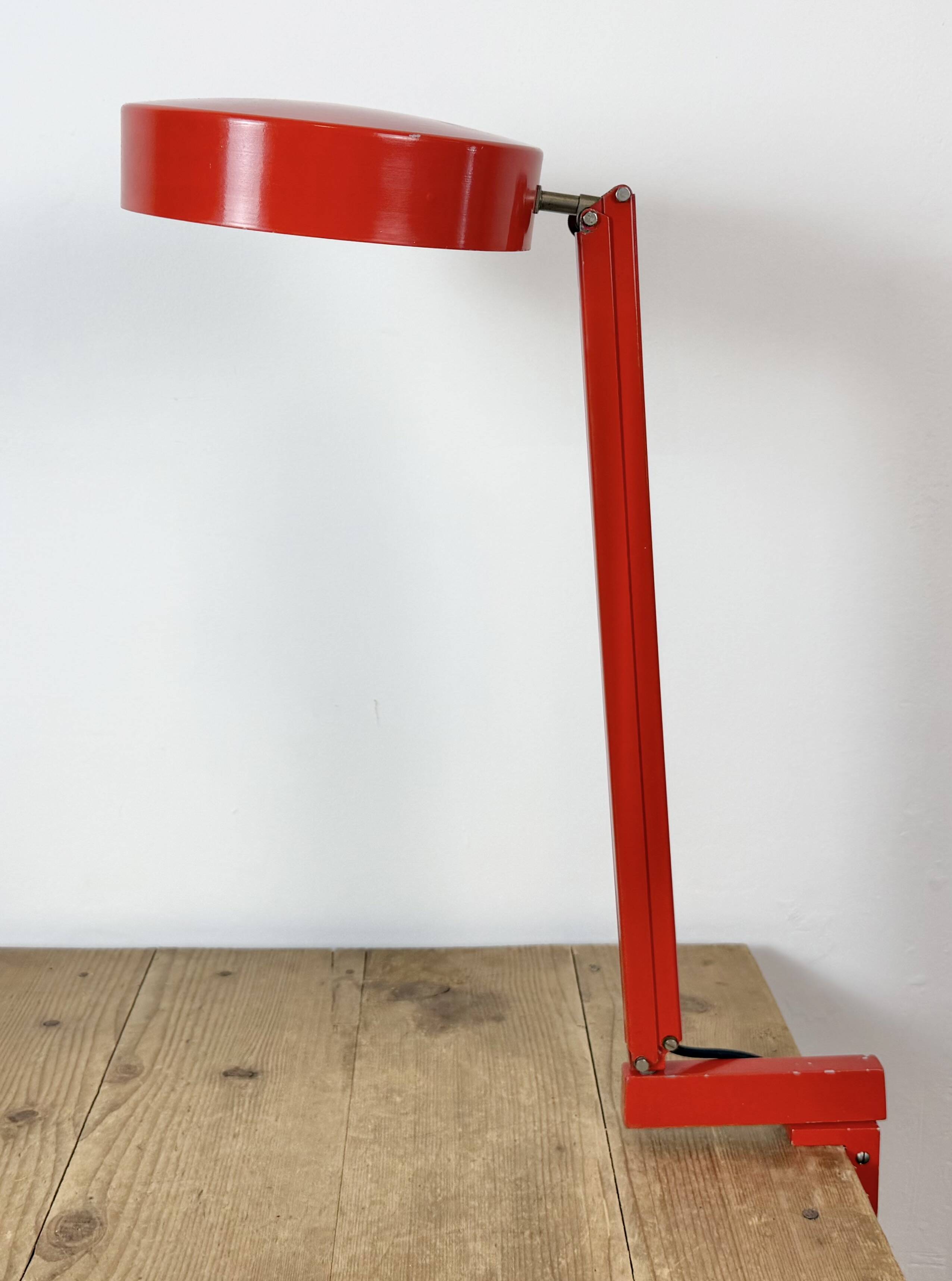 Vintage Red Adjustable Table Lamp, 1970s