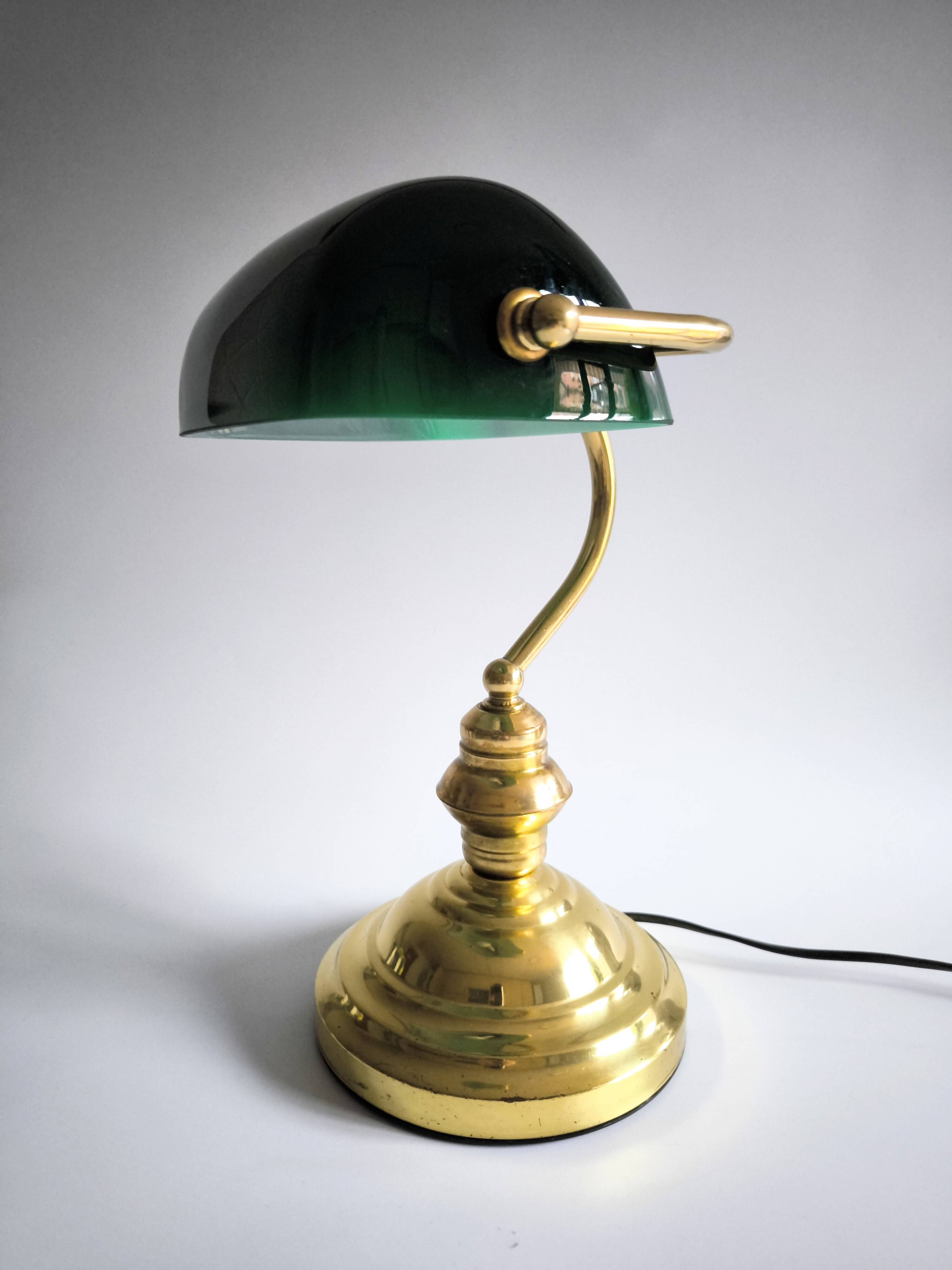 Lampe de banquier du milieu du 20e siècle